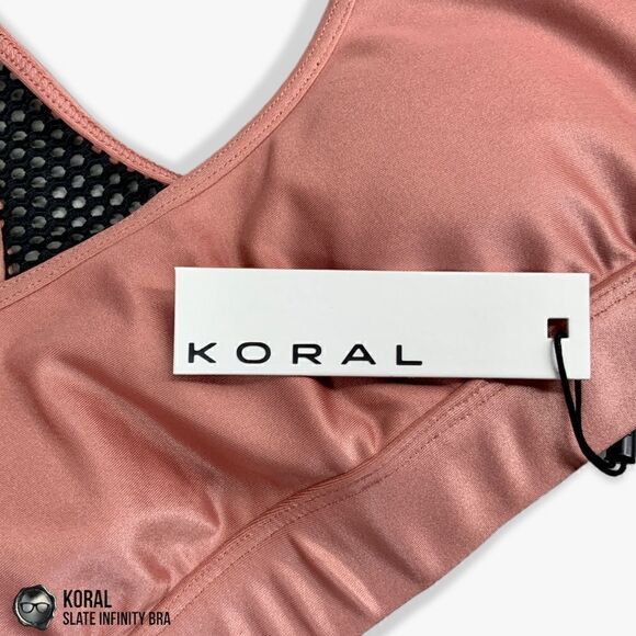 KORAL ACTIVEWEAR SLATE INFINITY LUSTROUS SPORTS BRA IN SAND PINK WOMEN’S SIZE XS - Picture 8 of 15